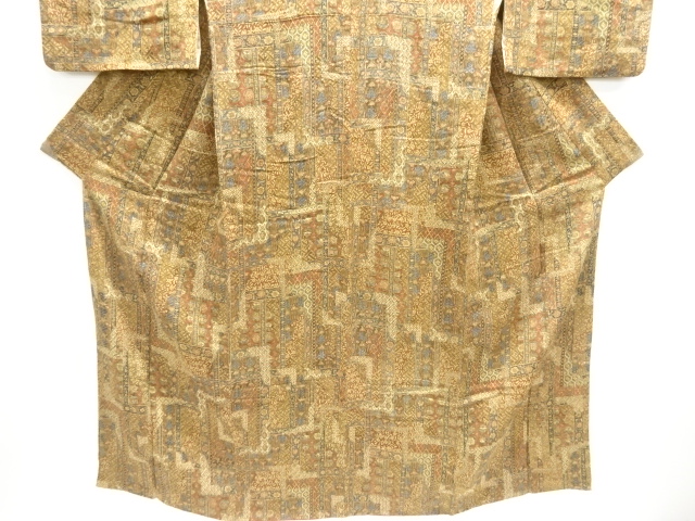  更甚作　縮緬地　花更紗模様小紋着物